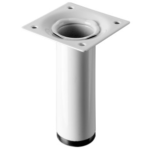 Gamba per tavolo Hettich bianca, Ø 30 mm x 100 mm, per costruzione mobili.
