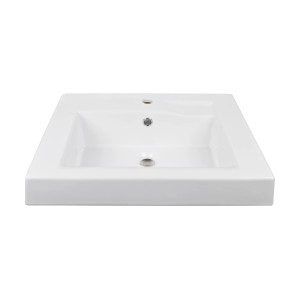 Vasque à poser Linha Weiss blanche, carrée, 60x45 cm, avec émail activenanoclean.