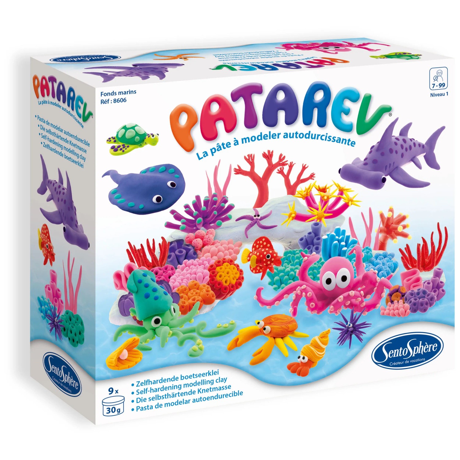 Pâte à Modeler SentoSphère – Patarev Les Chats, 5 Pots, Multi-couleurs, Créations Artistiques, Dès 6 Ans, Fabriqué En France