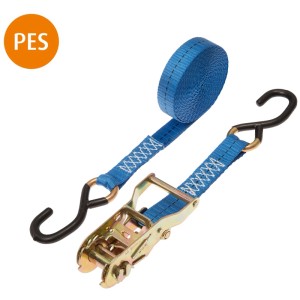 Blauer Conacord Spanngurt Pro mit Ratsche und S-Haken, 5 m Länge.