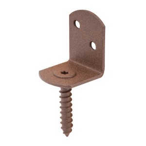 Support de clôture Duravis en L, marron rouille, pour fixer les panneaux de clôture.