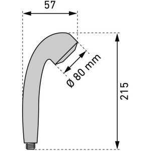 Dessin technique du pommeau de douche chromé Diaqua Adhara PCR avec dimensions.