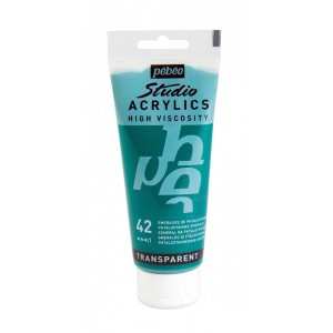 Pébéo Acrylfarbe Studio Acrylics Smaragdgrün, 100ml Tube für Künstlerbedarf.