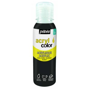 Pébéo Acrylfarbe Schwarz, 150 ml Dose für Künstlerbedarf mit glänzendem Finish.