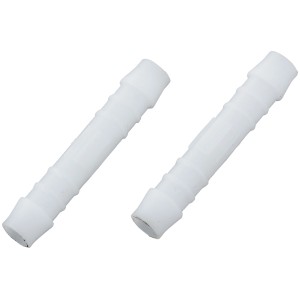Deux raccords de tuyau en plastique blanc, 10 mm, pour réparations.