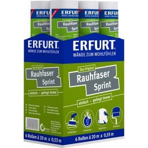 Paquet de Erfurt Rauhfaser Sprint, papier peint à peindre avec une texture fine, 6 rouleaux.