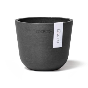 Pot de fleurs Ecopots Oslo Mini, gris foncé, 11,5x10cm. Idéal pour l'intérieur et l'extérieur.