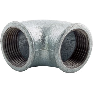 Raccordo a gomito in ghisa malleabile a 90 gradi da 30,3 mm per impianti idraulici.