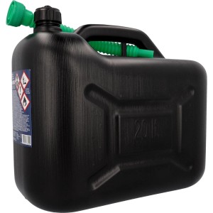 Tanica per benzina Cartrend Quick nera, 20 litri, con beccuccio verde.
