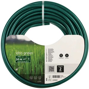 Tubo da giardino verde Fitt Idro Green arrotolato, lunghezza 50 m, diametro 5/8 di pollice.