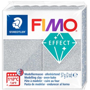 Fimo Effect Modelliermasse Silber Glitter, 57g, ofenhärtend.