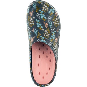 Blackfox Clog Lily antracite, taglia 37, zoccolo da giardino con motivo floreale e suola removibile.