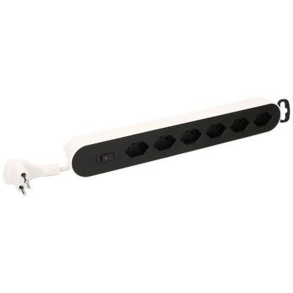 Steckdosenleiste Design Line 6 x Typ13 Weiss-Schwarz