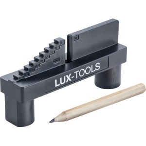LUX centreur d'angle jusqu'à 65 mm avec crayon pour marquer le centre de la pièce.