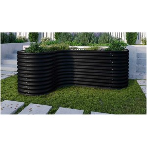 Estensione per aiuola rialzata Vitavia Curve 858, nera, 80x80 cm, in Zincalume. Accessorio per aiuole rialzate.