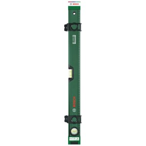 Livella a bolla Bosch in alluminio verde, 60 cm, con cursori di marcatura.