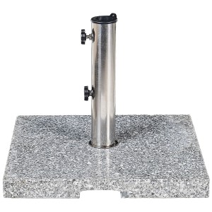 Base de parasol Beliani Ceggia en granit gris avec tube en acier inoxydable.