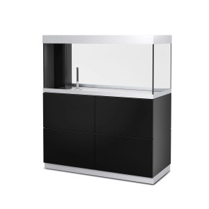 Oase HighLine aquarium séparateur de pièce, 300 l, avec meuble noir et verre blanc.