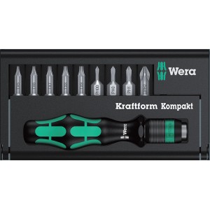 Wera Jeu d'embouts Kraftform Kompakt 12, 10 pièces avec tournevis et embouts en boîte.