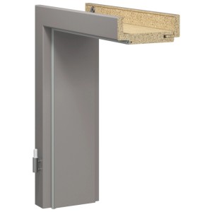 Telaio porta GetaDoor CPL grigio, 201,5x75x8cm, battuta a destra. Telaio robusto e facile da pulire.
