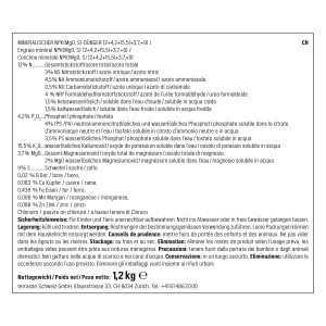 Paquet d'engrais à libération lente pour hortensias GROW by OBI 1,2 kg avec informations nutritionnelles.