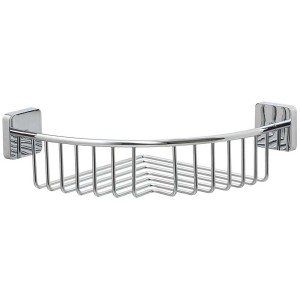 Panier d'angle de douche Tiger Onu en acier inoxydable avec finition chromée.