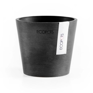 Pot de fleurs Ecopots Amsterdam Mini, gris foncé, 10,5 cm. Idéal pour l'intérieur.