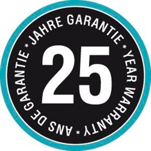 Simbolo di garanzia Gardena di 25 anni per utensili Combisystem.