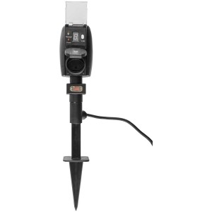 Palo da terra con presa GardenLine con timer e sensore crepuscolare, altezza 46 cm, per uso esterno.