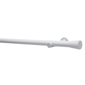 Set asta per tende Gardinia Korfu, Ø 28 mm, 200 cm, bianco, con terminale e supporto.