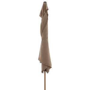 Ombrellone a manovella rettangolare Doppler Life Wood 300x200 cm chiuso, color greige effetto legno.