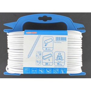 Filo per bucato Conacord, 30 m, anima in acciaio con rivestimento in PVC bianco, su bobina blu.