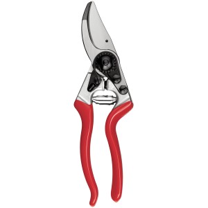 Cesoie da giardino/alberi Felco 8 con manico rosso e lama argentata.