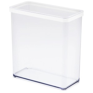 Contenitore rettangolare trasparente Rotho Premium Loft (3,2 l) con coperchio bianco per la conservazione degli alimenti.