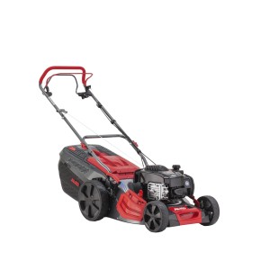 Tondeuse à essence Al-Ko Premium 524 SP-B avec carter en acier et poignée rouge.