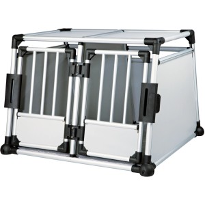Trasportino doppio in alluminio Trixie, taglia M-L, per cani. Robusto trasportino per cani con due porte.
