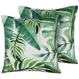 Beliani Coussins de jardin Pavelli, lot de 2, avec motif de feuilles vertes pour mobilier de jardin.