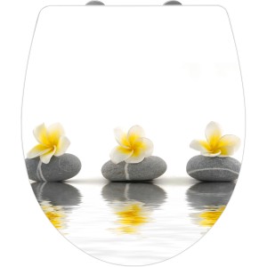 Wenko WC-Sitz Stones with Flowers: Sedile WC in Duroplast con motivo di pietre e fiori.