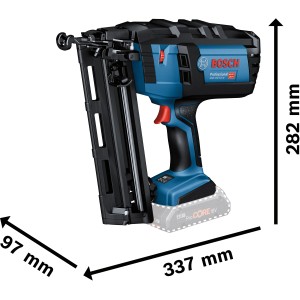 Cloueur à batterie Bosch Professional GNH 18V-64 M en L-Boxx, bleu/noir, avec batterie. Agrafeuse pour bois.