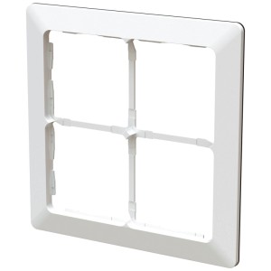 Cornice di copertura bianca Modino Priamos 150x150 mm per scatole interruttori con profilo di design.