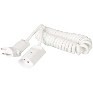 Rallonge spiralée blanche T12/T13, longueur 2,5 m. Pratique et peu encombrante.