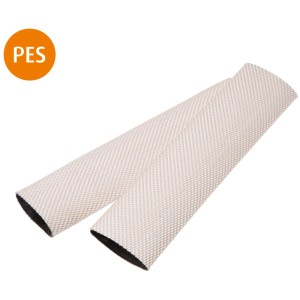 Zwei hellbeige Conacord Schutzschläuche aus Polyester für Ladungssicherungsgurte, 25 cm lang, 50 mm Gurtbreite.