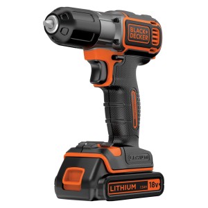 Perceuse-visseuse sans fil Black+Decker ASD18K avec batterie 18V et coffret.
