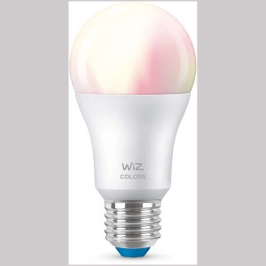 Lampadina LED WiZ E27, smart WiFi Bluetooth a colori, 8W, 806lm, forma standard.