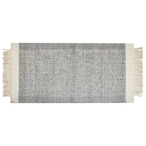 Tapis Beliani Tatlisu gris en laine, 80x150 cm, avec franges.