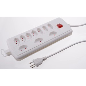 Bloc multiprise Power-Station blanc avec 10 prises de type 13 et sécurité enfant.