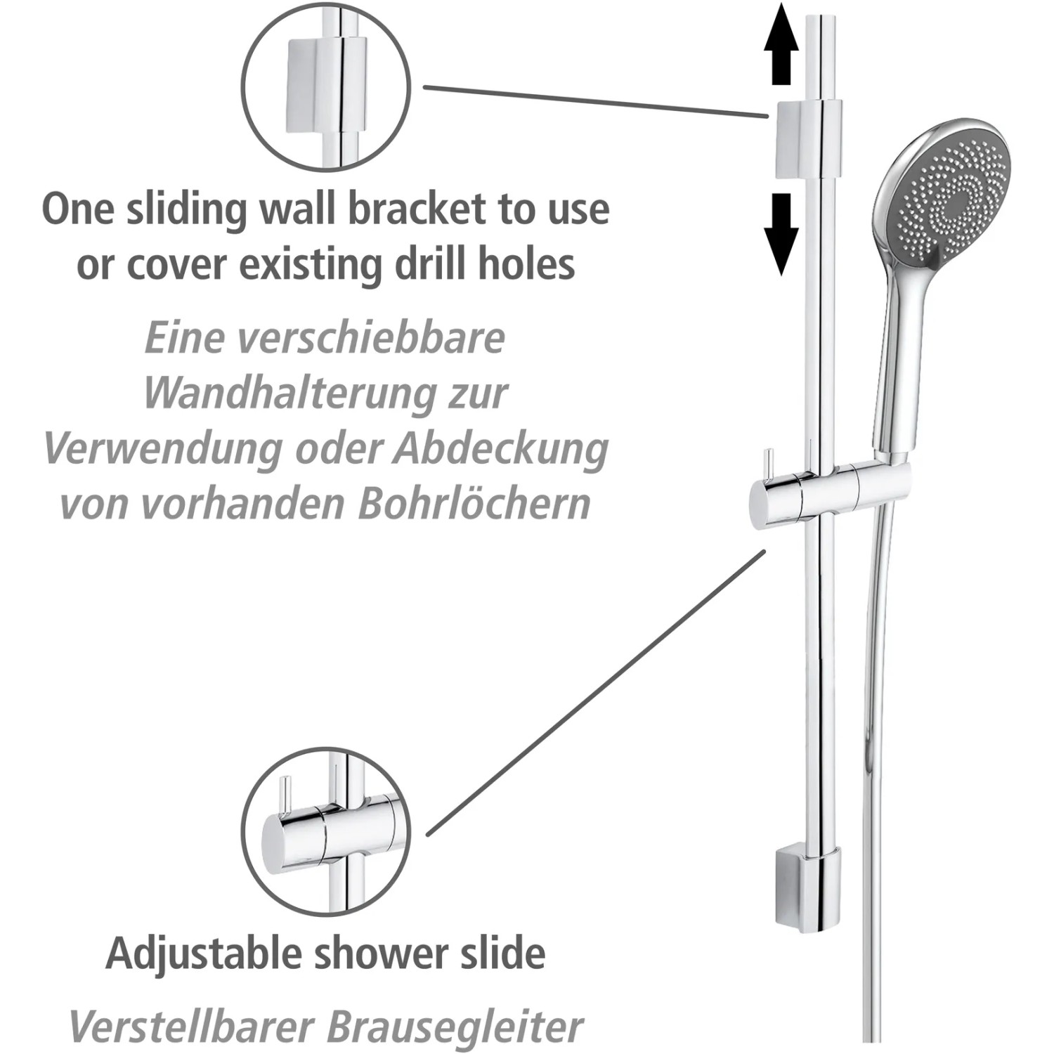 Wenko Brause-Set Watersaving Edelstahl / Kunststoff Chrom