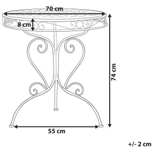 Immagine del tavolo da giardino Beliani Albinia, tavolo rotondo in metallo rosa con motivo traforato, Ø 70 cm.