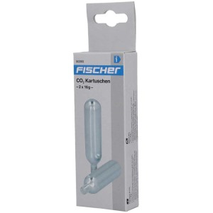 Lot de 2 cartouches CO2 Fischer, avec filetage pour un gonflage rapide des pneus de vélo.