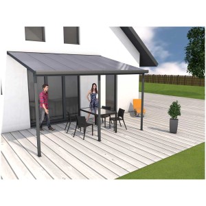 Kit per copertura terrazza antracite, 426x306 cm, con pannelli in policarbonato.